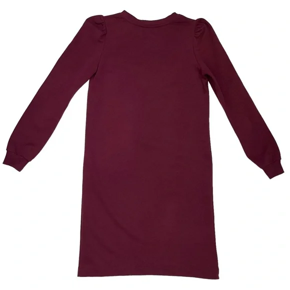 Boden Women’s Puff Sleeve Sweatshirt Dress - Burgundy Long Sleeve Stretc… - Picture 9 of 16